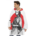 Japanese Samurai Girl Print Hoodie Blanket