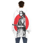 Japanese Samurai Girl Print Hoodie Blanket