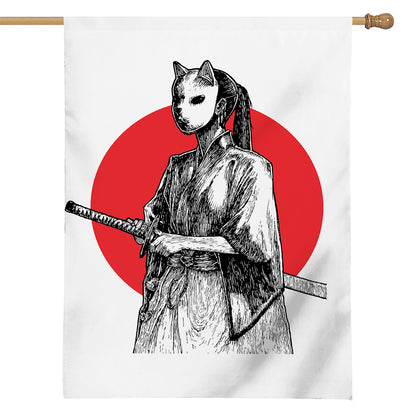 Japanese Samurai Girl Print House Flag