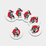 Japanese Samurai Girl Print Leather Coaster Set