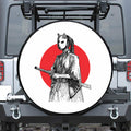 Japanese Samurai Girl Print Leather Spare Tire Cover
