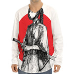 Japanese Samurai Girl Print Long Sleeve Baseball Jersey