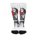 Japanese Samurai Girl Print Long Socks