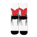 Japanese Samurai Girl Print Long Socks
