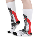 Japanese Samurai Girl Print Long Socks