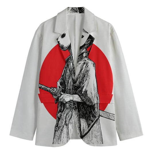 Japanese Samurai Girl Print Men's Blazer