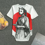 Japanese Samurai Girl Print Men's Bodysuit