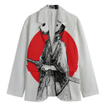 Japanese Samurai Girl Print Men's Cotton Blazer