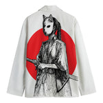 Japanese Samurai Girl Print Men's Cotton Blazer