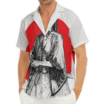 Japanese Samurai Girl Print Men's Deep V-Neck Shirt