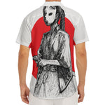 Japanese Samurai Girl Print Men's Deep V-Neck Shirt