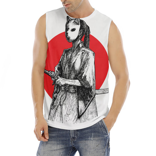 Japanese Samurai Girl Print Men's Fitness Tank Top