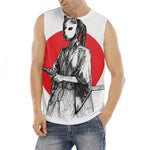 Japanese Samurai Girl Print Men's Fitness Tank Top