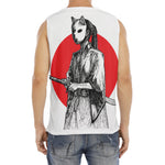 Japanese Samurai Girl Print Men's Fitness Tank Top