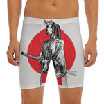 Japanese Samurai Girl Print Men's Long Boxer Briefs