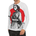 Japanese Samurai Girl Print Men's Long Sleeve Rash Guard