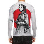 Japanese Samurai Girl Print Men's Long Sleeve Rash Guard