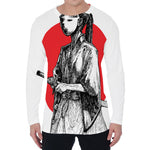 Japanese Samurai Girl Print Men's Long Sleeve T-Shirt