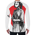 Japanese Samurai Girl Print Men's Long Sleeve T-Shirt