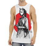 Japanese Samurai Girl Print Men's Muscle Tank Top