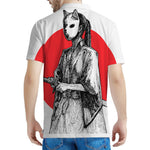 Japanese Samurai Girl Print Men's Polo Shirt