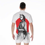 Japanese Samurai Girl Print Men's Rompers