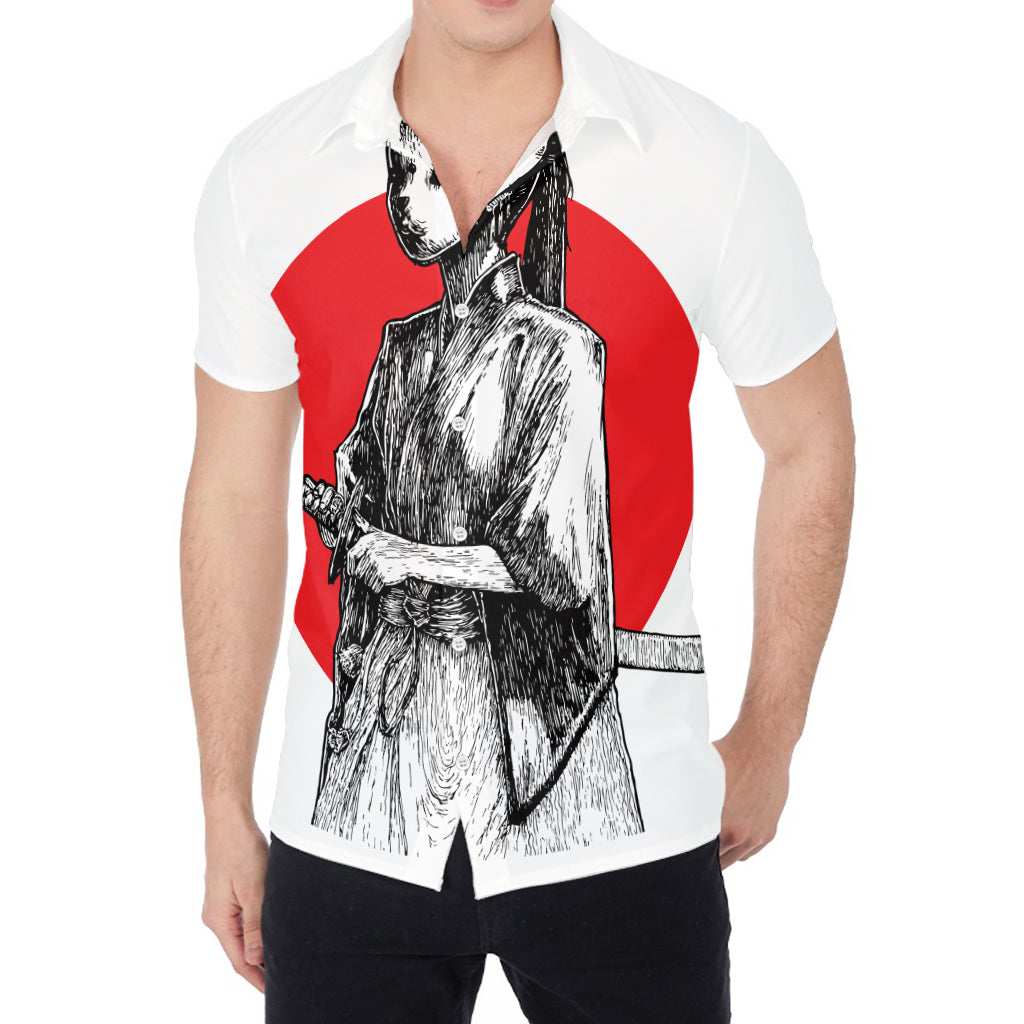 Japanese Samurai Girl Print Men's Shirt