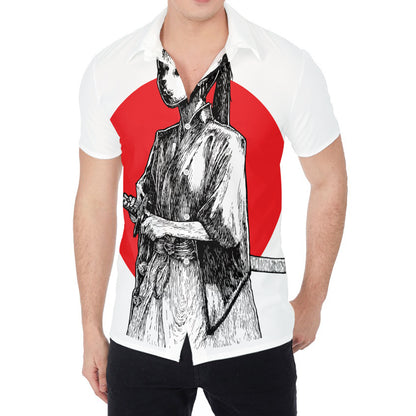 Japanese Samurai Girl Print Men's Shirt