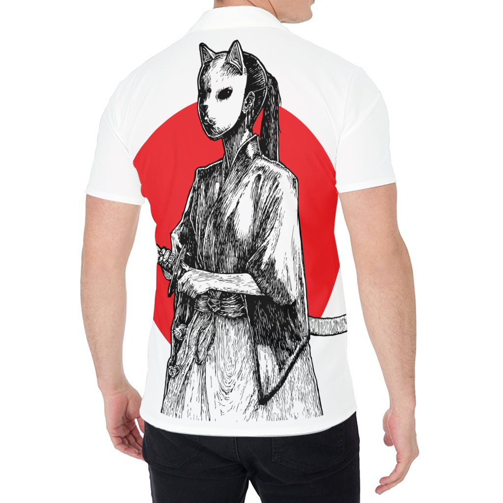 Japanese Samurai Girl Print Men's Shirt