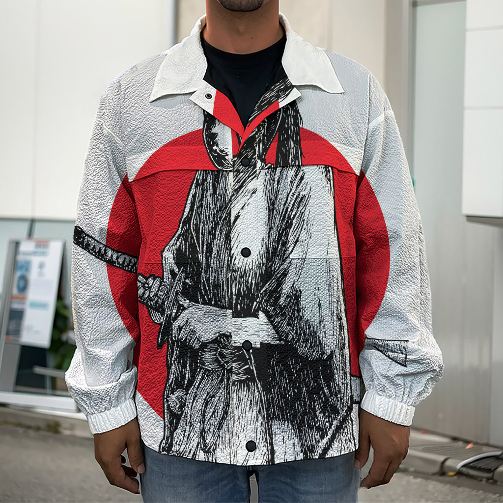Japanese Samurai Girl Print Men's Shirt Jacket