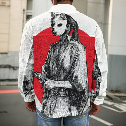 Japanese Samurai Girl Print Men's Shirt Jacket
