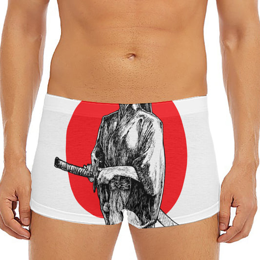 Japanese Samurai Girl Print Men's Short Boxer Briefs