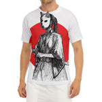 Japanese Samurai Girl Print Men's Short Sleeve Rash Guard