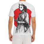 Japanese Samurai Girl Print Men's Short Sleeve Rash Guard