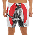 Japanese Samurai Girl Print Men's Split Running Shorts