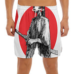 Japanese Samurai Girl Print Men's Split Running Shorts