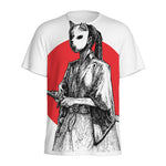Japanese Samurai Girl Print Men's Sports T-Shirt