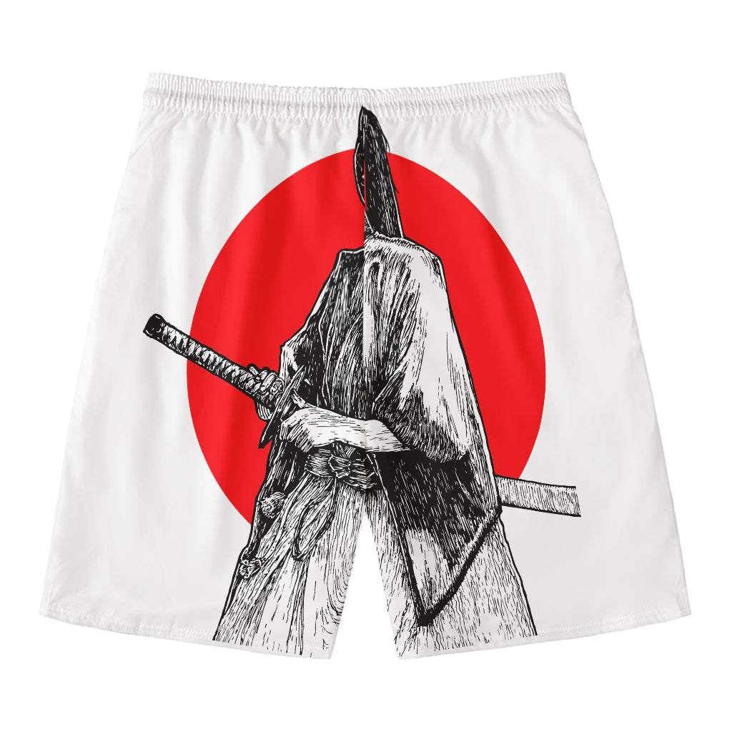 Japanese Samurai Girl Print Men's Swim Trunks