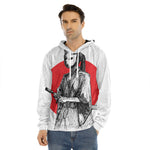 Japanese Samurai Girl Print Men's Velvet Pullover Hoodie