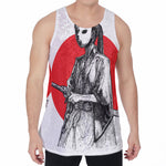 Japanese Samurai Girl Print Men's Velvet Tank Top