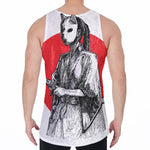 Japanese Samurai Girl Print Men's Velvet Tank Top