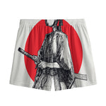 Japanese Samurai Girl Print Mesh Shorts