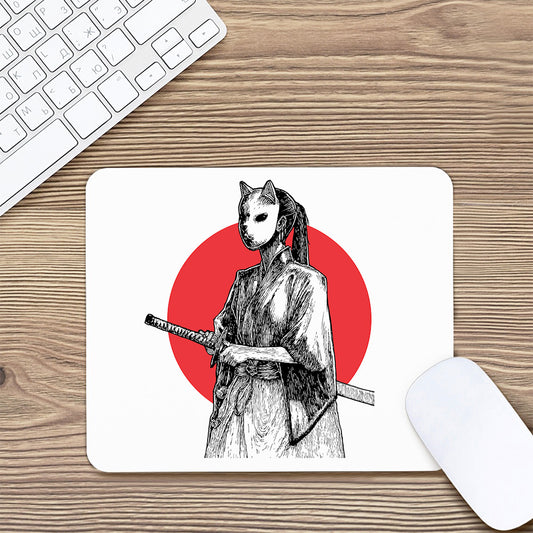 Japanese Samurai Girl Print Mouse Pad