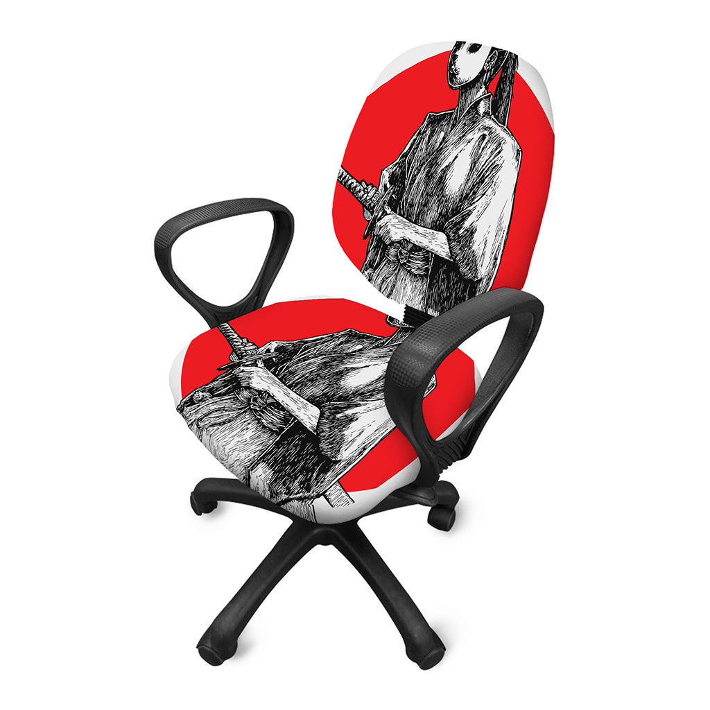 Japanese Samurai Girl Print Office Chair Cover