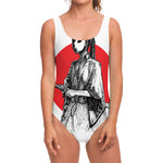 Japanese Samurai Girl Print One Piece Swimsuit