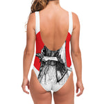 Japanese Samurai Girl Print One Piece Swimsuit