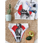 Japanese Samurai Girl Print One Shoulder Bikini Top