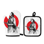 Japanese Samurai Girl Print Oven Mitt And Pot Holder Set