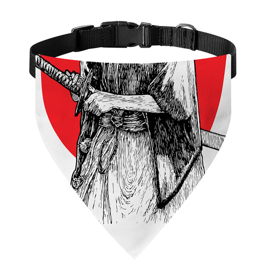 Japanese Samurai Girl Print Over The Collar Dog Bandana