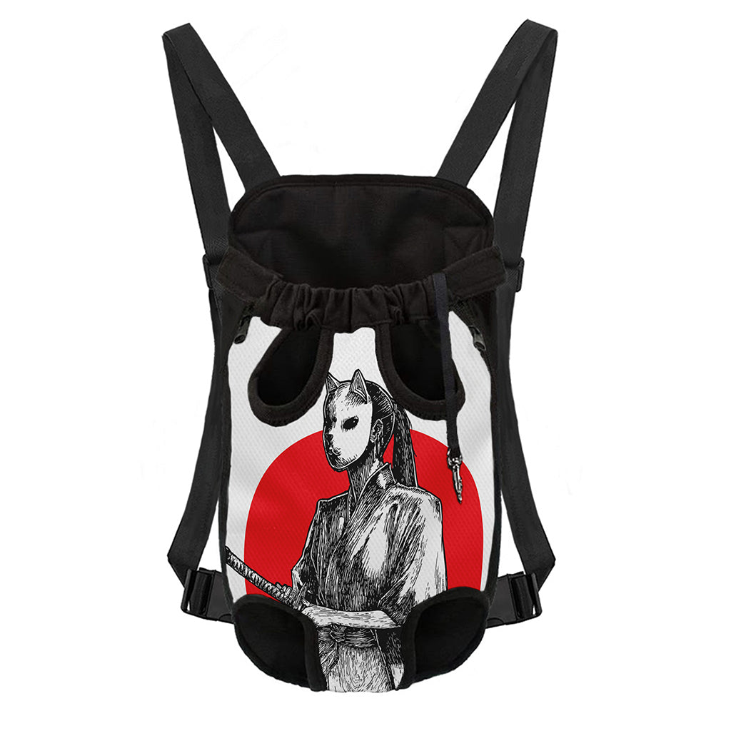 Japanese Samurai Girl Print Pet Carrier Backpack